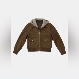 11 UPTOWN
LEATHER HOODED BOMBER | COFFEE